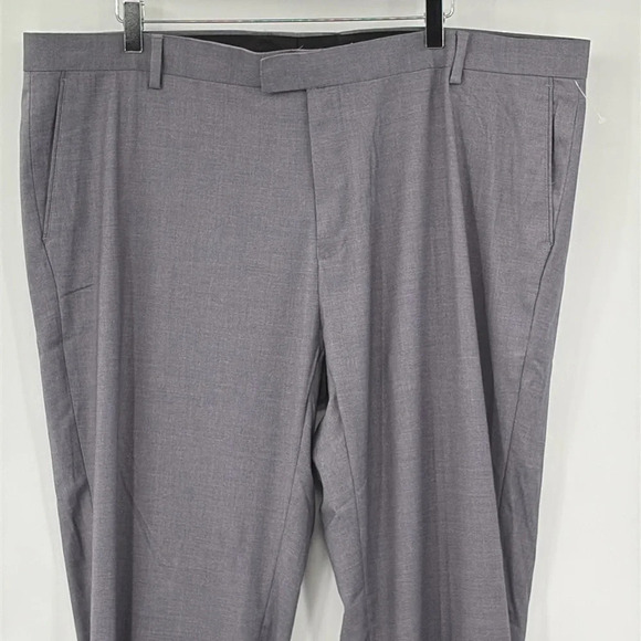 Soul of London Flat Front Unhemmed Dress Pants in Gray - NWOT - Size 43R - Picture 2 of 6